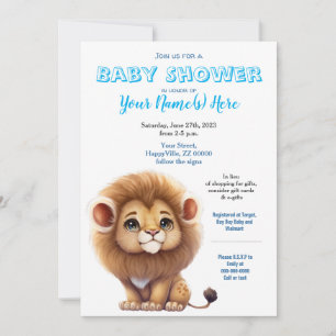Lion Boy Baby Shower King Cute Invitation