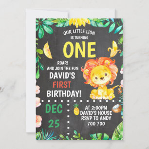 Lion Boy Birthday Party Invitation