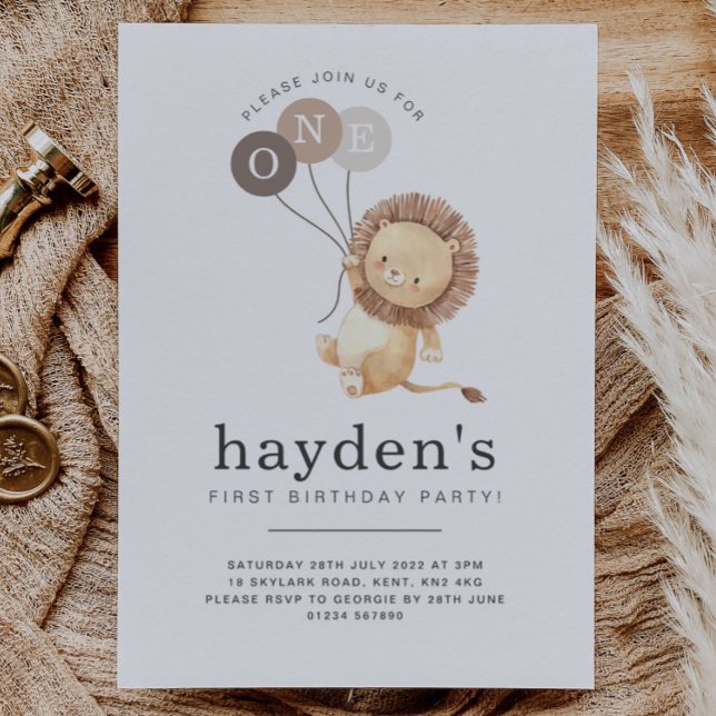 Lion Brown Balloons - ONE Invitation (Creator Uploaded)