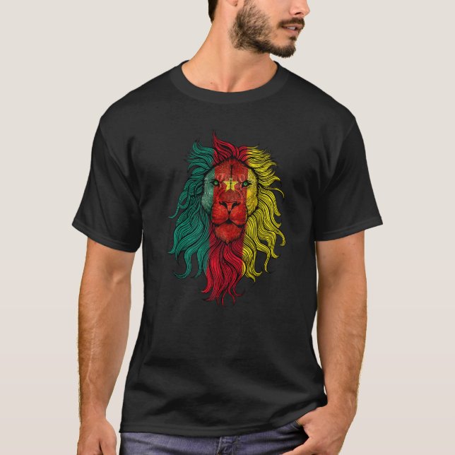 Lion Cameroon Flag  Cameroonian Lion T-Shirt (Front)