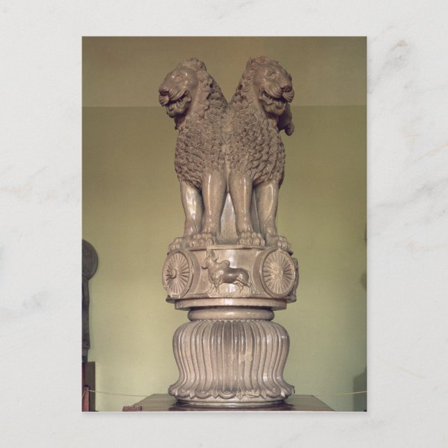 Lion capital from the Pillar of Emperor Ashoka Postcard (Front)