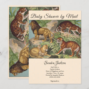 Lion cat jungle Gender neutral Baby Shower by Mail Invitation