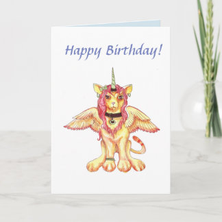 Lion Cat Unicorn Birthday Card