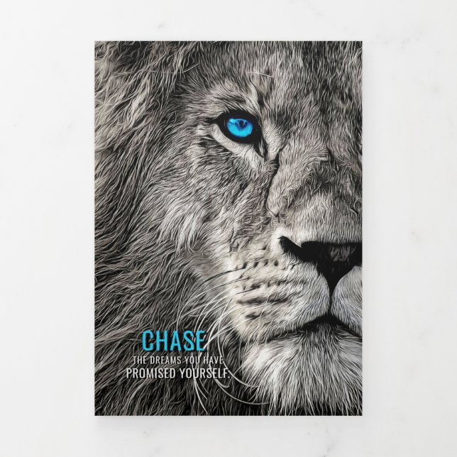 Lion Chase Your Dreams Tri-Fold Card (Cover)