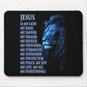 Lion Christian Jesus Is My King, God, Lord, And Sa Mouse Mat