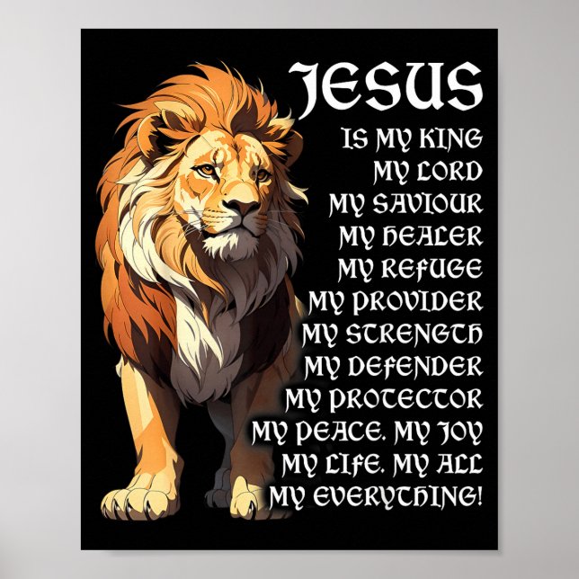 Lion Christian Jesus Is My King, God, Lord, And Sa Poster (Front)