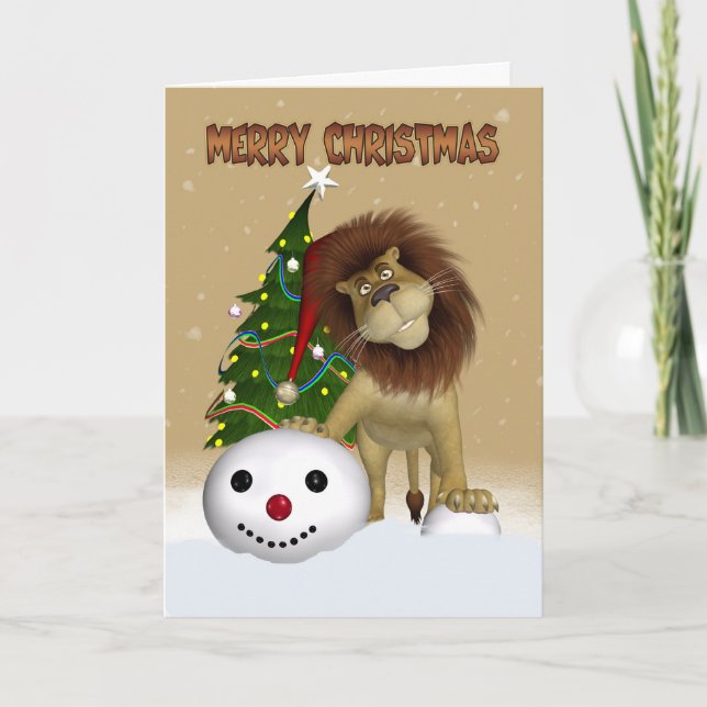 Lion Christmas Card - Merry Christmas Lion (Front)