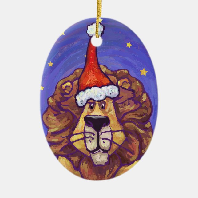 Lion Christmas Ceramic Tree Decoration (Front)