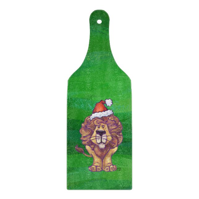 Lion Christmas On Green Cutting Board (Front)