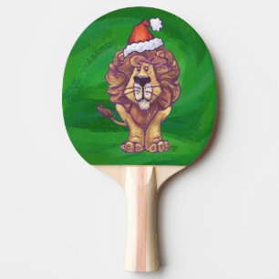 Lion Christmas On Green Ping Pong Paddle