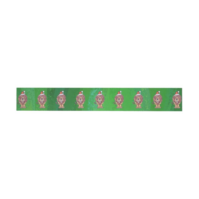 Lion Christmas On Green Wraparound Address Label (Individual)