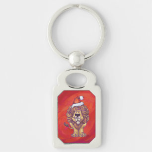 Lion Christmas On Red Key Ring