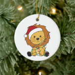 Lion Christmas Snow Winter Animals Lions Adult Clo Ceramic Tree Decoration<br><div class="desc">The lion for Christmas with fairy lights. Funny animals with gifts and snow to the holidays. Also funny for Christmas in July. Lions are sweet animals and perfect for Christmas.</div>