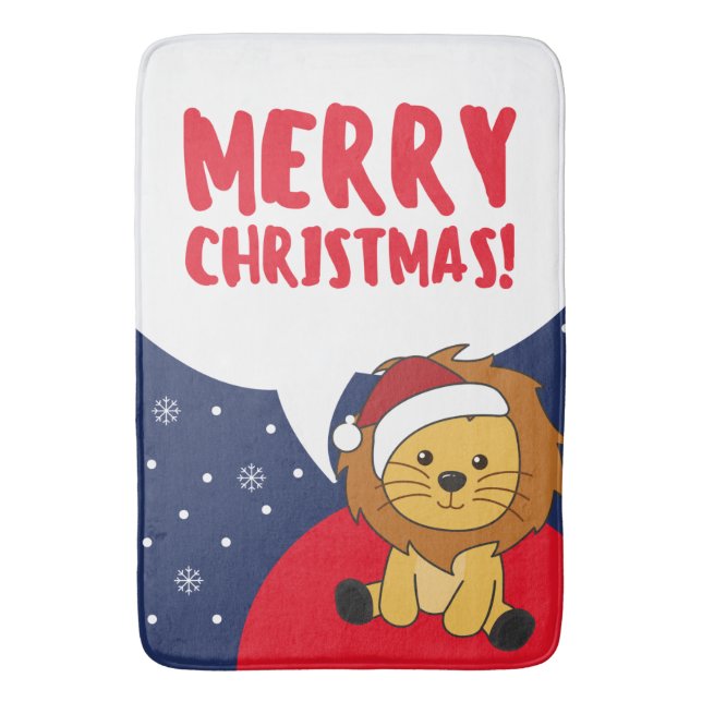 Lion Christmas Snow Winter Animals Lions Bath Mat (Front Vertical)