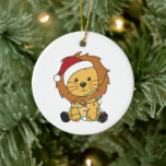 Lion Christmas Snow Winter Animals Lions Ceramic Tree Decoration<br><div class="desc">The lion for Christmas with fairy lights. Funny animals with gifts and snow to the holidays. Also funny for Christmas in July. Lions are sweet animals and perfect for Christmas.</div>