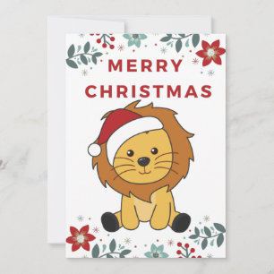 Lion Christmas Snow Winter Animals Lions Holiday C Card
