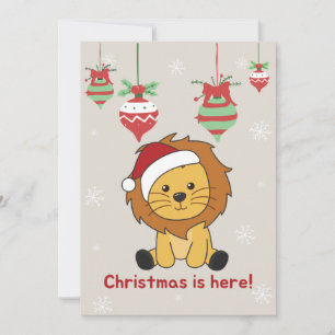 Lion Christmas Snow Winter Animals Lions Holiday C Card