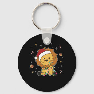 Lion Christmas Snow Winter Animals Lions Key Ring