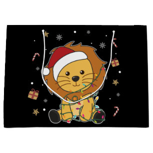 Lion Christmas Snow Winter Animals Lions Large Gif Large Gift Bag