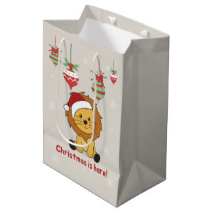 Lion Christmas Snow Winter Animals Lions Medium Gi Gift Bag
