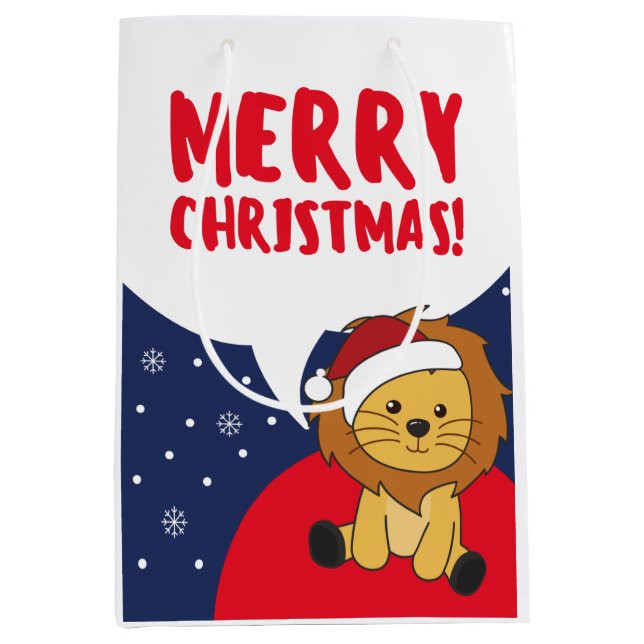 Lion Christmas Snow Winter Animals Lions Medium Gi Gift Bag (Front)