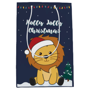 Lion Christmas Snow Winter Animals Lions Medium Gi Gift Bag