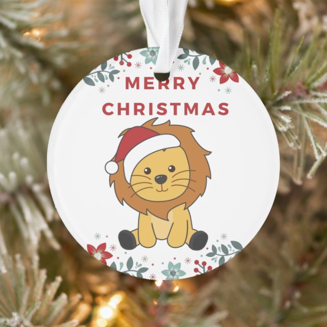 Lion Christmas Snow Winter Animals Lions Ornament (Tree)
