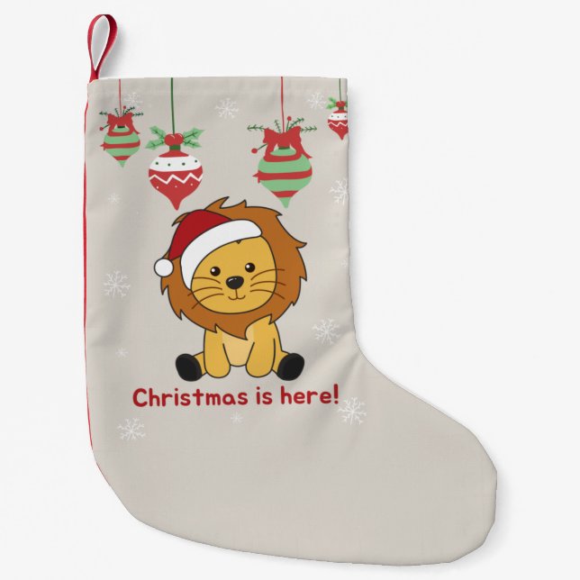 Lion Christmas Snow Winter Animals Lions Small Chr Small Christmas Stocking (Front)