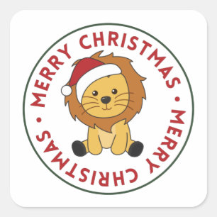 Lion Christmas Snow Winter Animals Lions Square St Sticker
