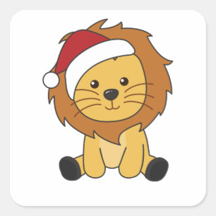 Lion Christmas Snow Winter Animals Lions Square Sticker