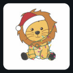 Lion Christmas Snow Winter Animals Lions Square Sticker<br><div class="desc">The lion for Christmas with fairy lights. Funny animals with gifts and snow to the holidays. Also funny for Christmas in July. Lions are sweet animals and perfect for Christmas.</div>