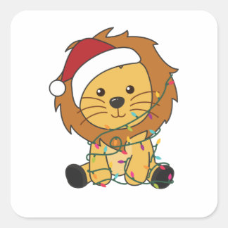 Lion Christmas Snow Winter Animals Lions Square Sticker