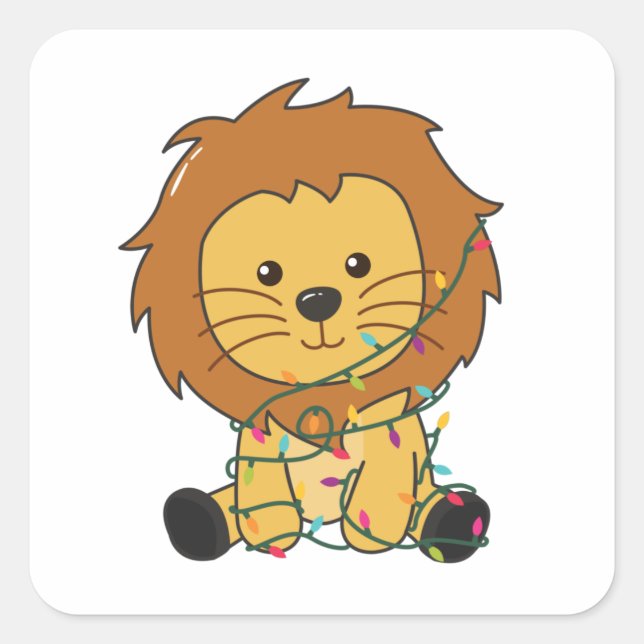 Lion Christmas Snow Winter Animals Lions Square Sticker (Front)