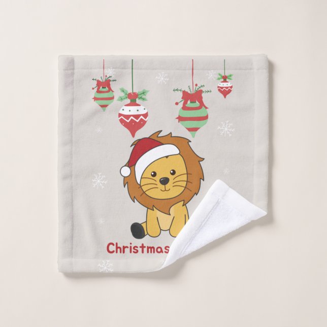 Lion Christmas Snow Winter Animals Lions Wash Clot Wash Cloth (Wash Cloth)