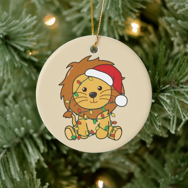 Lion Christmas Winter Animals Holiday Lions Ceramic Tree Decoration (Tree)