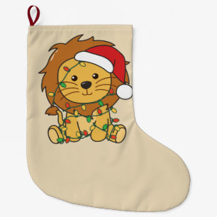 Lion Christmas Winter Animals Holiday Lions Large Christmas Stocking