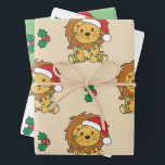 Lion Christmas Winter Animals Holiday Lions Wrapping Paper Sheet<br><div class="desc">The Lion at Christmas with fairy lights. Funny animals with gifts and snow for the holidays. A sweet Christmas greeting. Lions are cute animals and perfect for Christmas.</div>