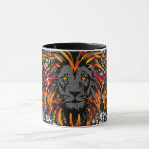 Lion Coffee Mug   Orange Lion Head Illustration
