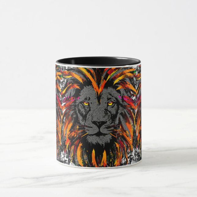Lion Coffee Mug | Orange Lion Head Illustration (Center)