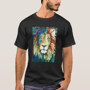 Lion Colorful Face Bible Verse Watercolor by Chery T-Shirt