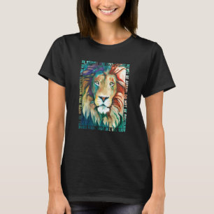 Lion Colourful Face Bible Verse Watercolor by Cher T-Shirt