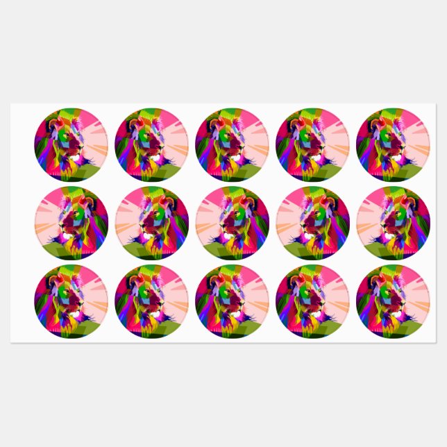 Lion Colourful Prismatic Pop Art Design (Sheet)