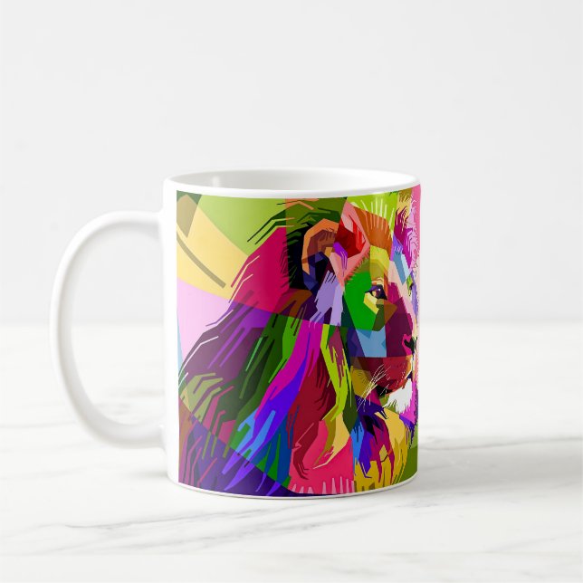 Lion Colourful Prismatic Pop Art Design-62501 Coffee Mug (Left)