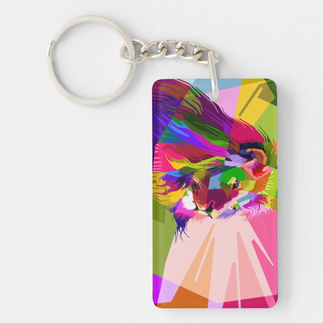 Lion Colourful Prismatic Pop Art Design-62501 Key Ring (Front)
