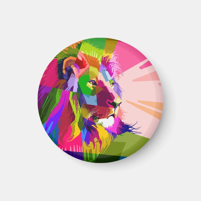 Lion Colourful Prismatic Pop Art Design-62501 Magnet (Front)
