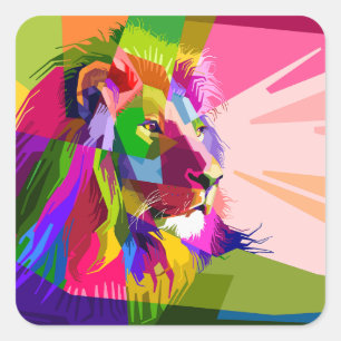 Lion Colourful Prismatic Pop Art Design-62501 Square Sticker