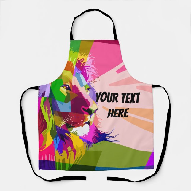 Lion Colourful Prismatic Pop Art Design Apron (Front)