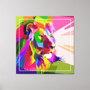 Lion Colourful Prismatic Pop Art Design Canvas Print