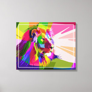 Lion Colourful Prismatic Pop Art Design Canvas Print