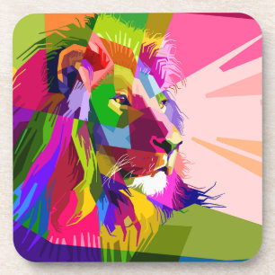 Lion Colourful Prismatic Pop Art Design Coaster